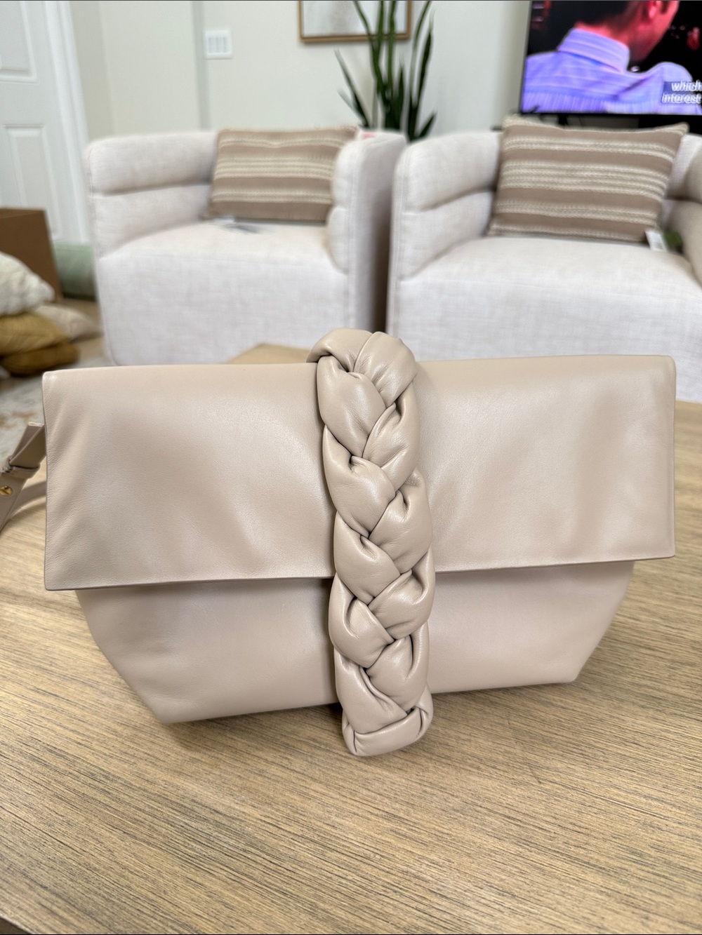 DeMellier Mini Verona Leather Crossbody Bag Light Taupe